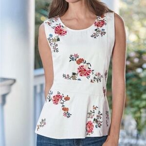 COPY - Sundance Belle Fleur Embroidered Peplum Top SP Small Petite